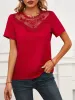 Lace Mesh Panel Short Sleeve Blouse sold by Charming Charlie