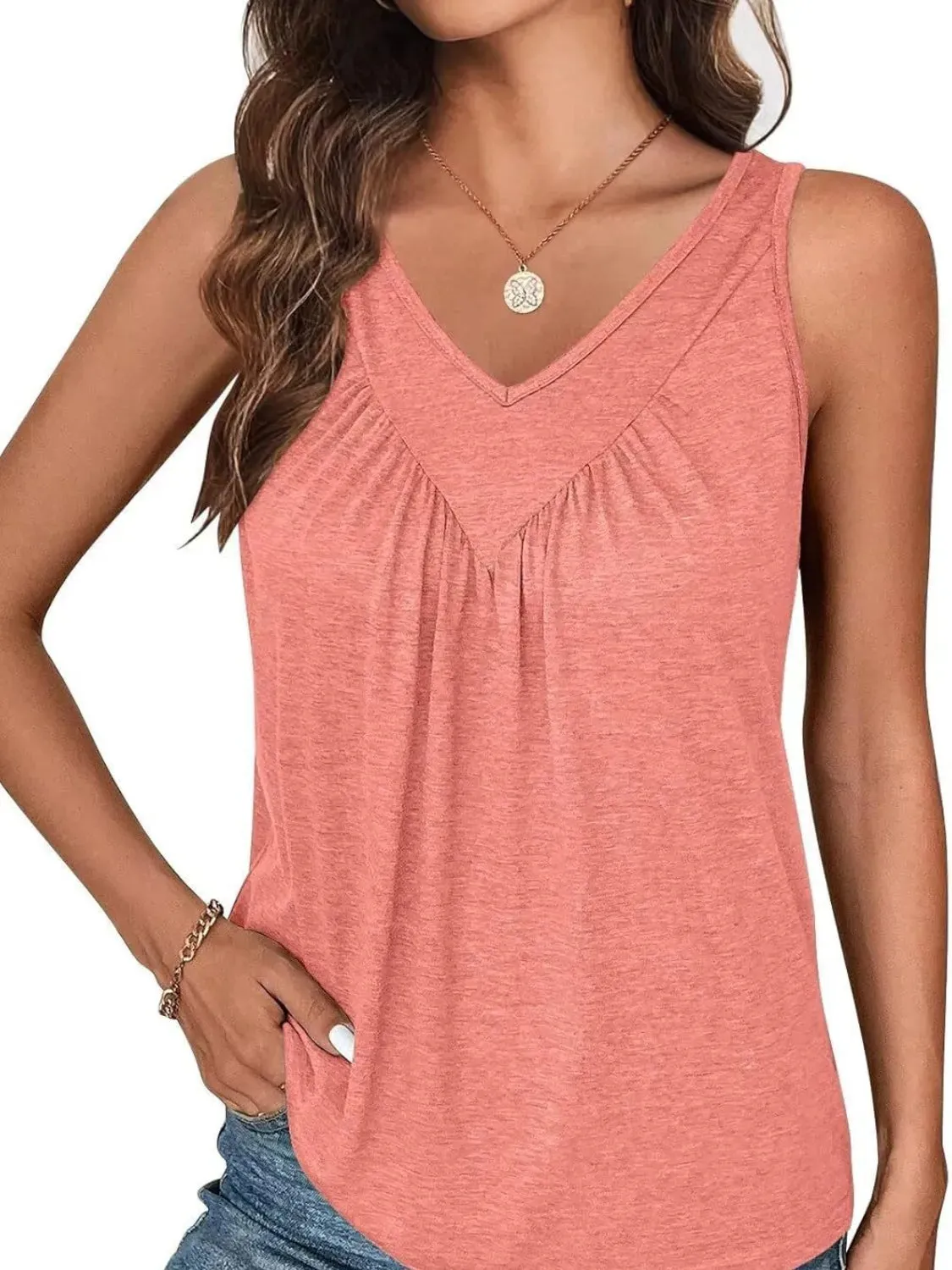 Ruched V-Neck Tank sold by Charming Charlie product image thumbnail 2