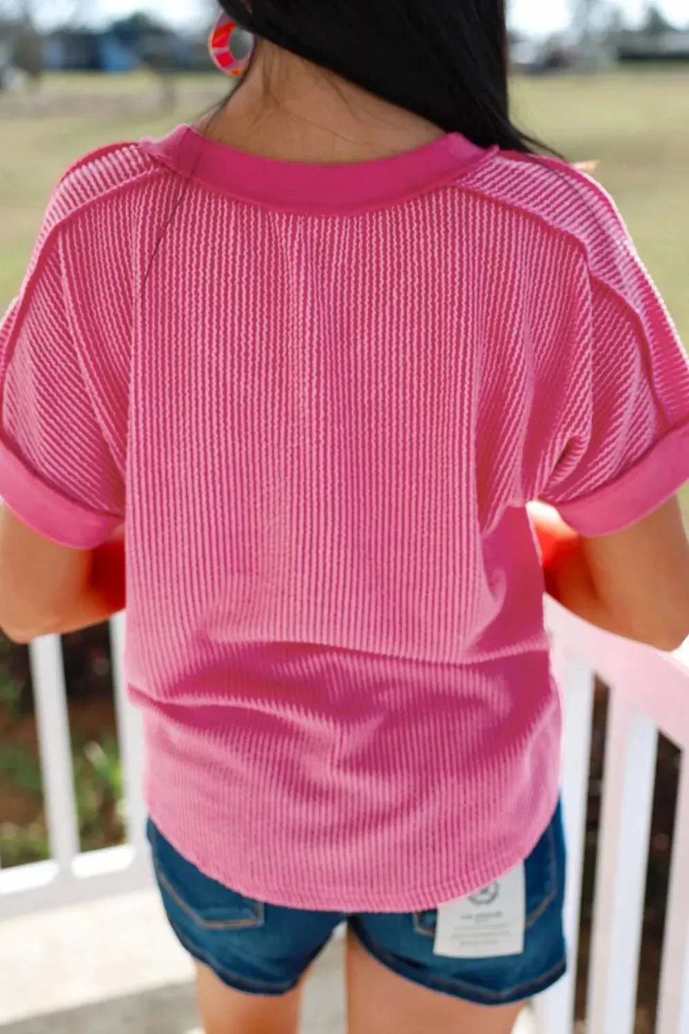 Solid V-Neck Short Sleeve T-Shirt sold by Charming Charlie product image thumbnail 4