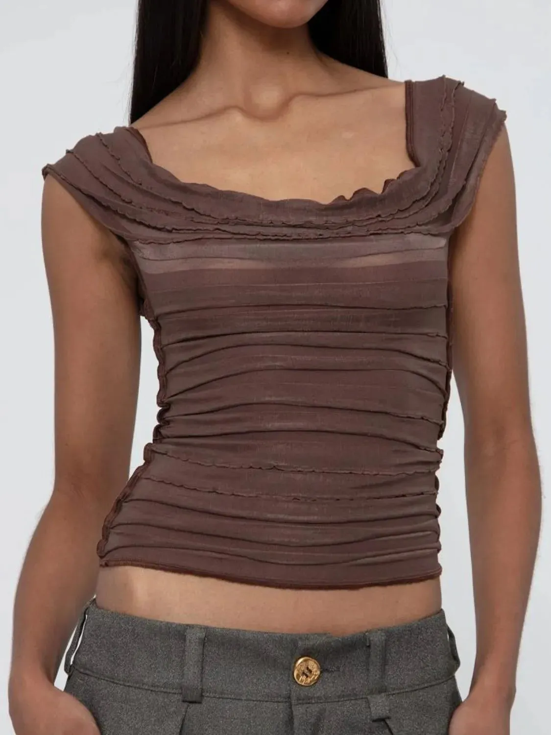 Ruched Solid Tank sold by Charming Charlie