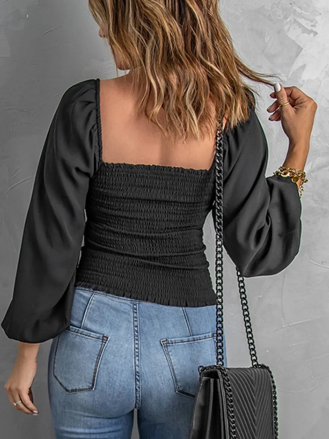 Smocked Square Neck Balloon Sleeve Blouse sold by Charming Charlie product image thumbnail 2