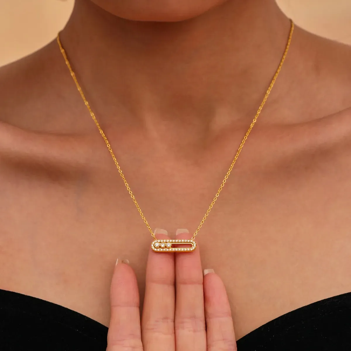 Moving Crystal Bar Necklace and Ring Jewelry Set sold by Charming Charlie product image thumbnail 3