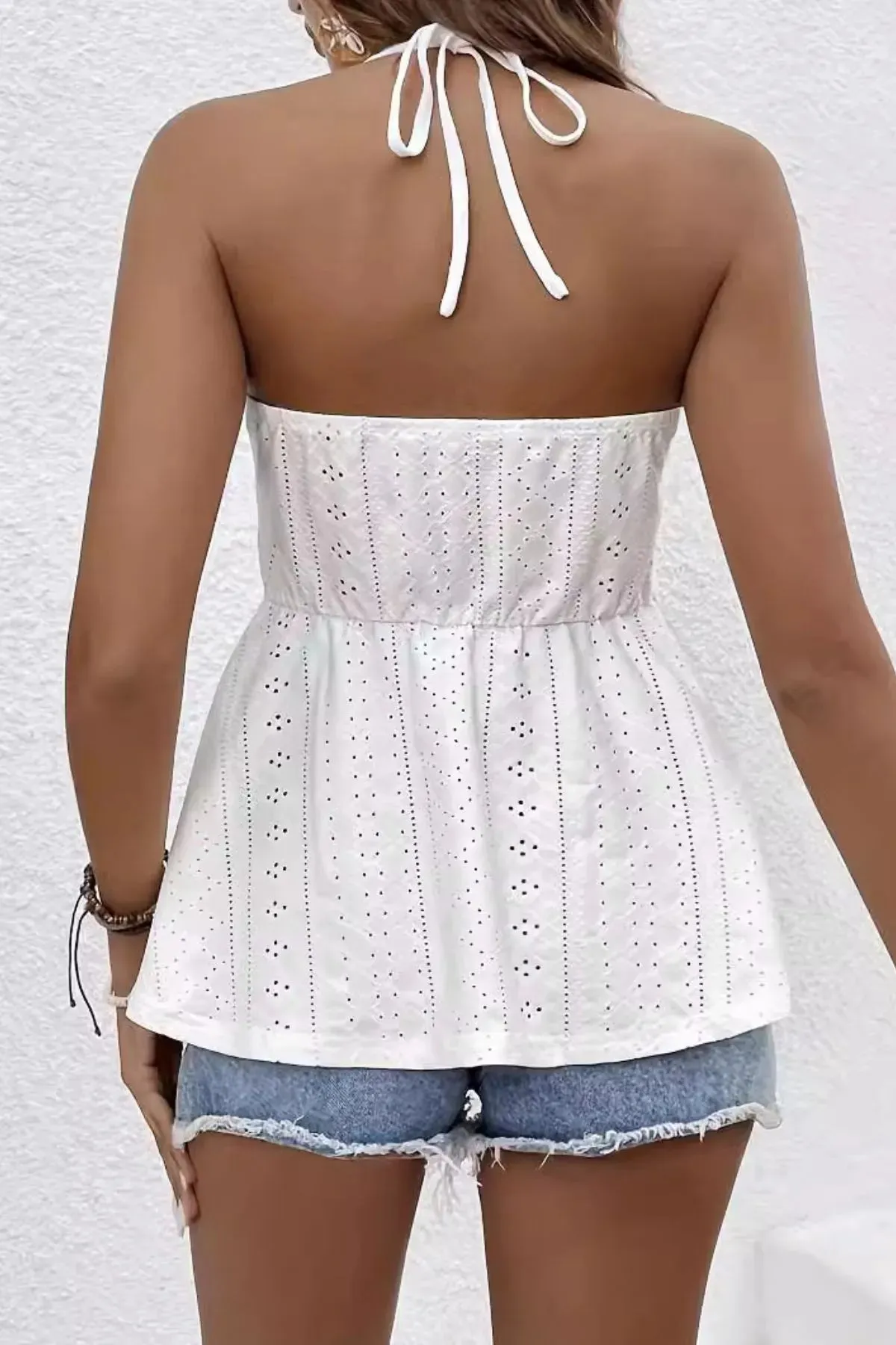 Halter Neck Lace Trim Peplum Tank Top sold by Charming Charlie product image thumbnail 2
