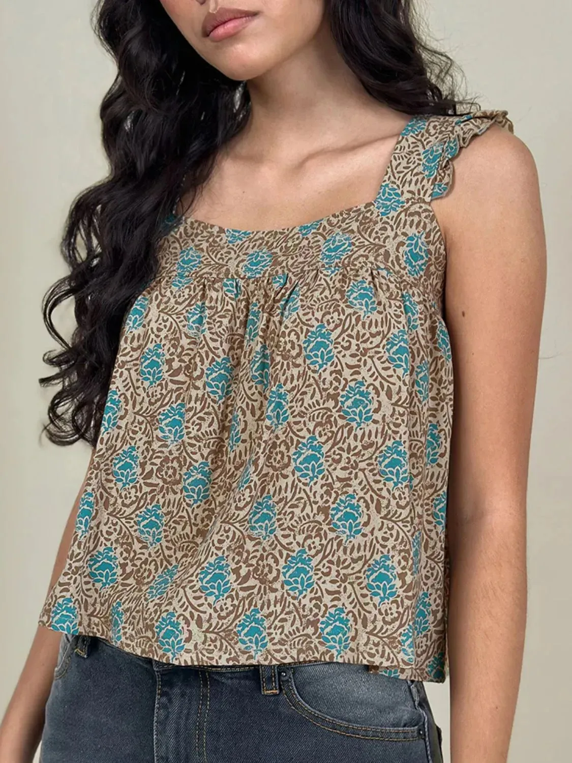 Ruffled Plaid Square Neck Tank sold by Charming Charlie product image thumbnail 5