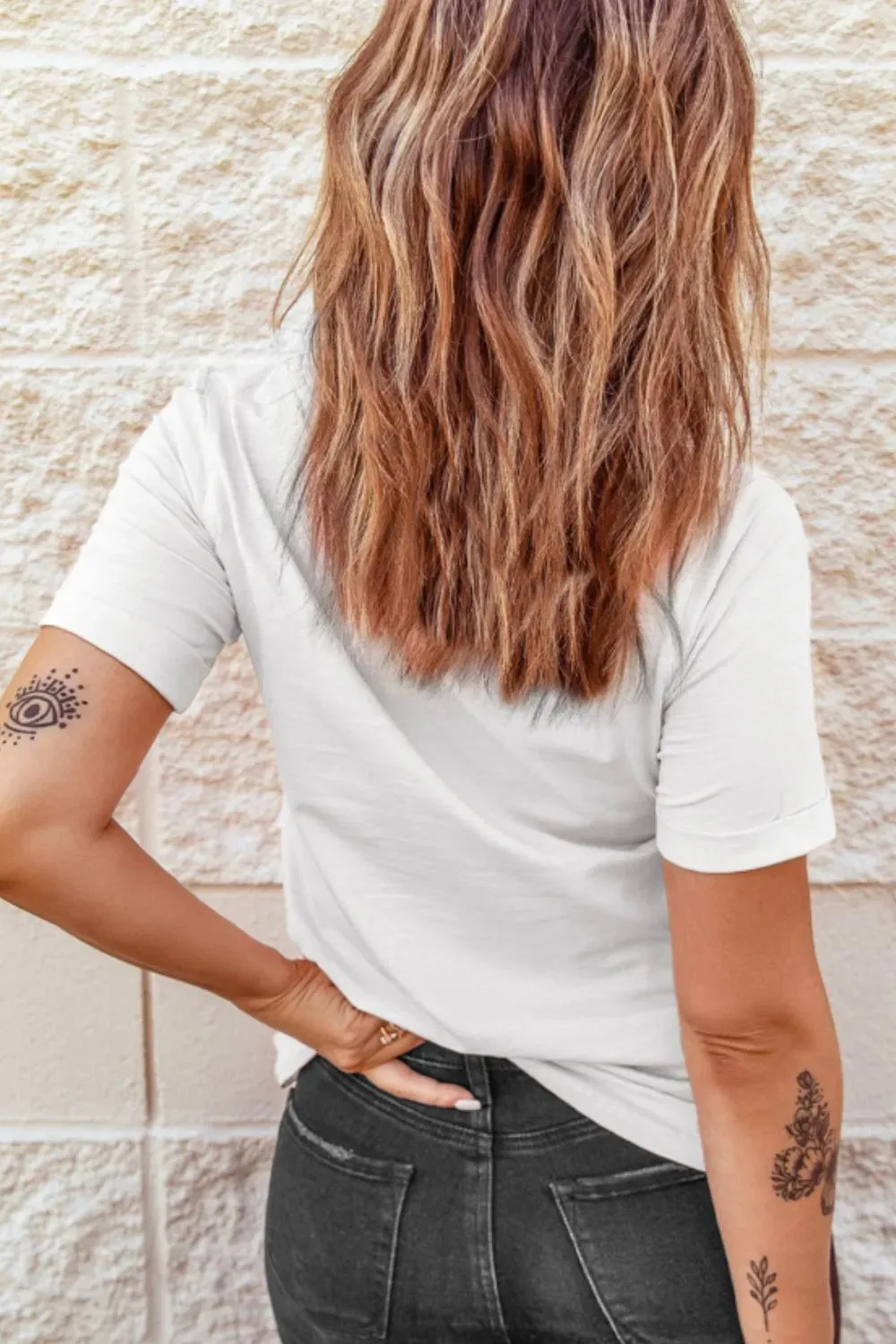 Star Floral American Flag Printed T Shirt sold by Charming Charlie product image thumbnail 2