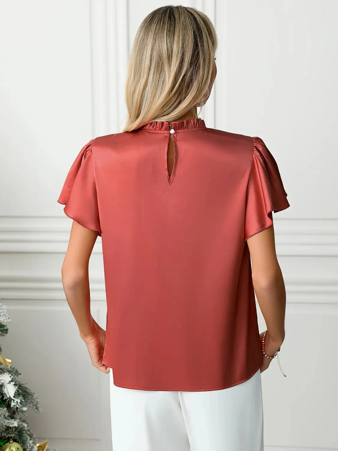 Mock Neck Flutter Sleeve Blouse sold by Charming Charlie product image thumbnail 2