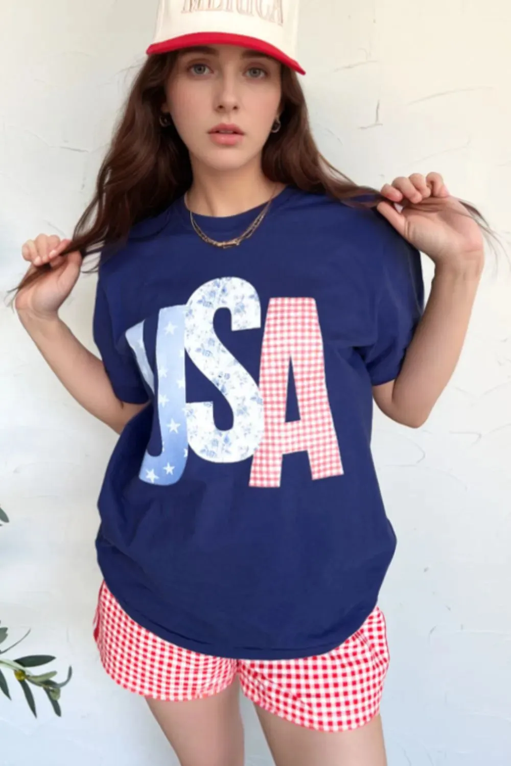 USA Letter Round Neck T-Shirt sold by Charming Charlie product image thumbnail 2