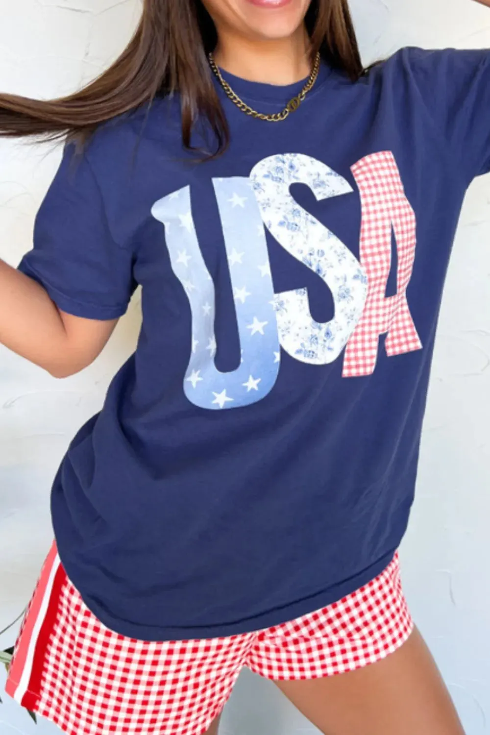 USA Letter Round Neck T-Shirt sold by Charming Charlie product image thumbnail 3