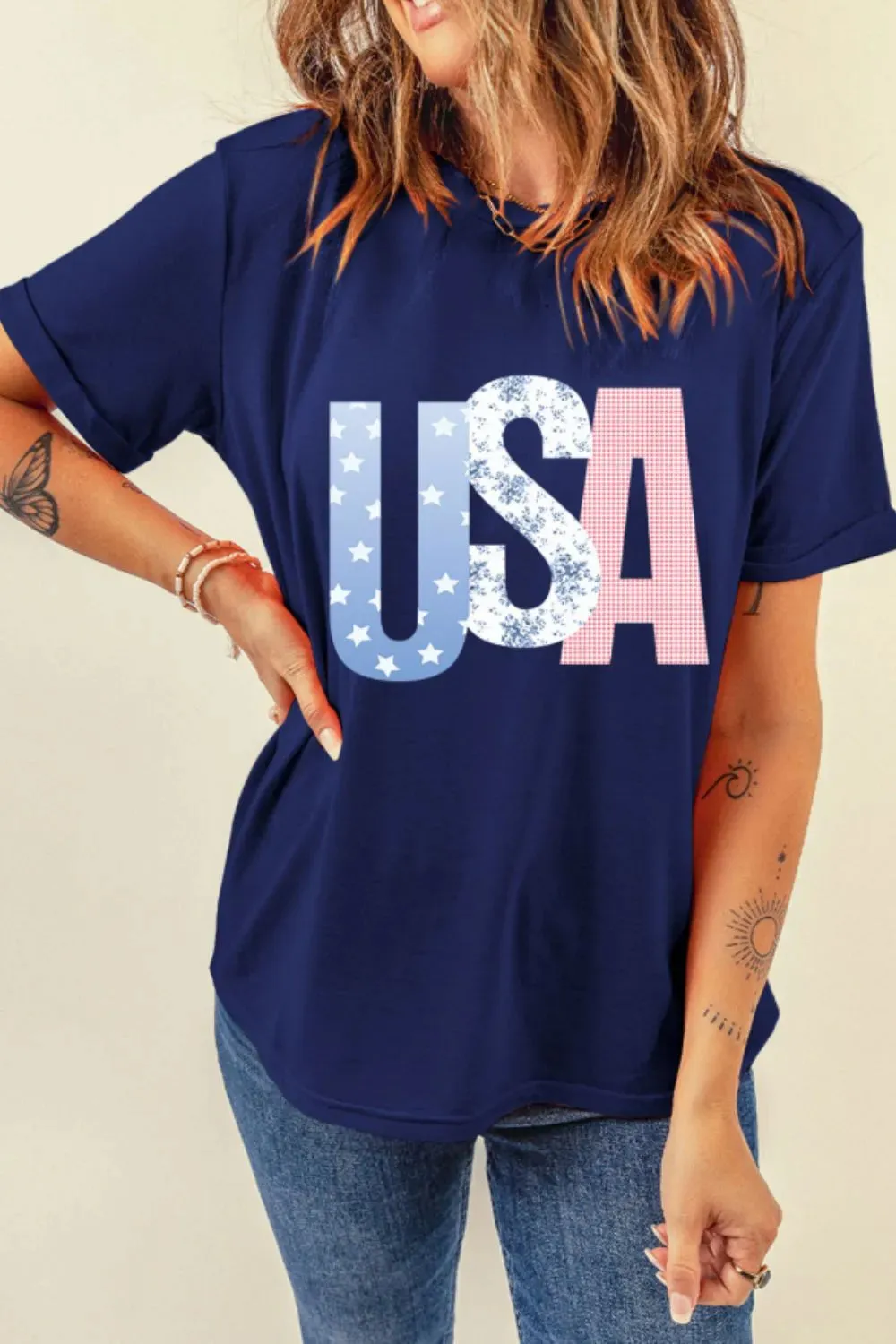 USA Letter Round Neck T-Shirt sold by Charming Charlie product image thumbnail 5