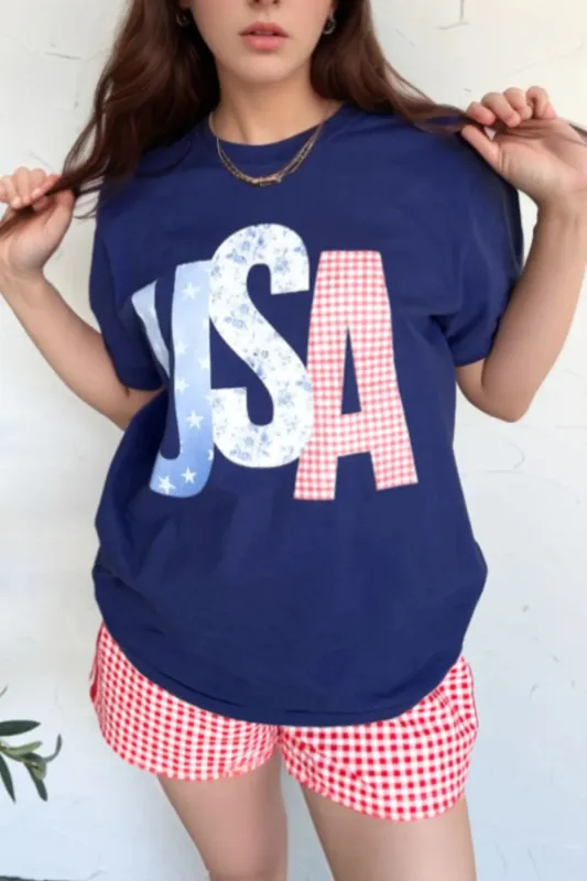 USA Letter Round Neck T-Shirt sold by Charming Charlie