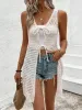 Front Tie Crochet Sleeveless Longline Cardigan sold by Charming Charlie