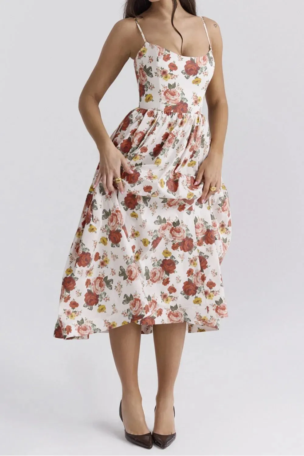 Floral Print Spaghetti Strap Midi Dress sold by Charming Charlie product image thumbnail 5