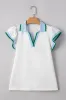 Contrast Ruffled Sleeve Collared V Neck Blouse sold by Charming Charlie