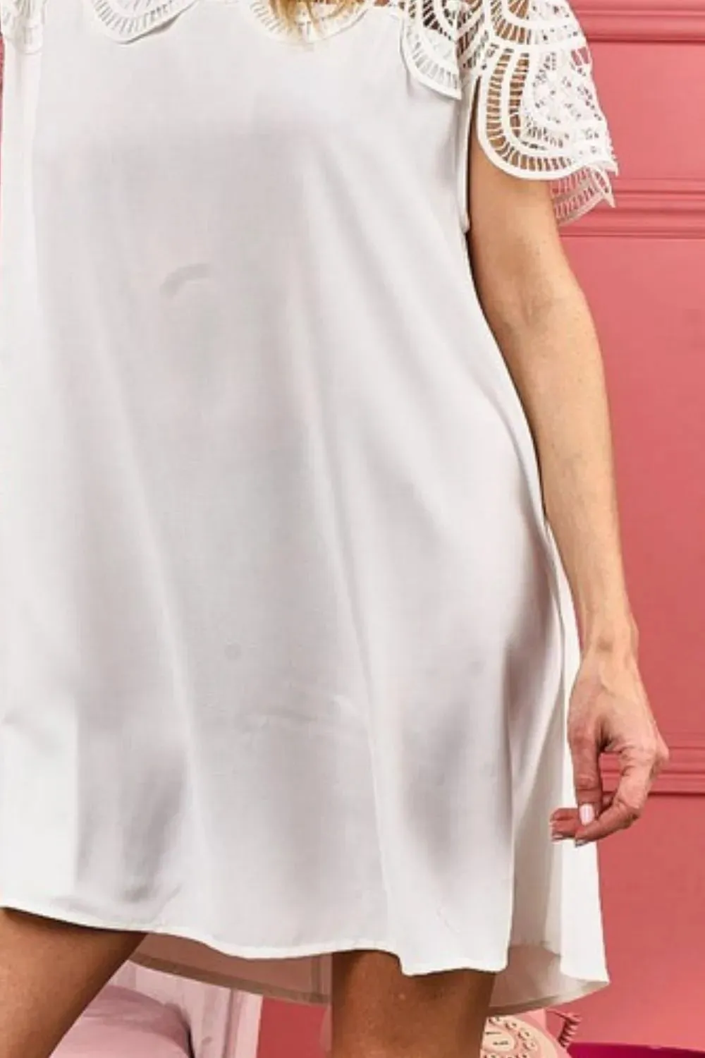 BiBi Crochet Lace Yoke Detailed Wrinkled Top sold by Charming Charlie product image thumbnail 3