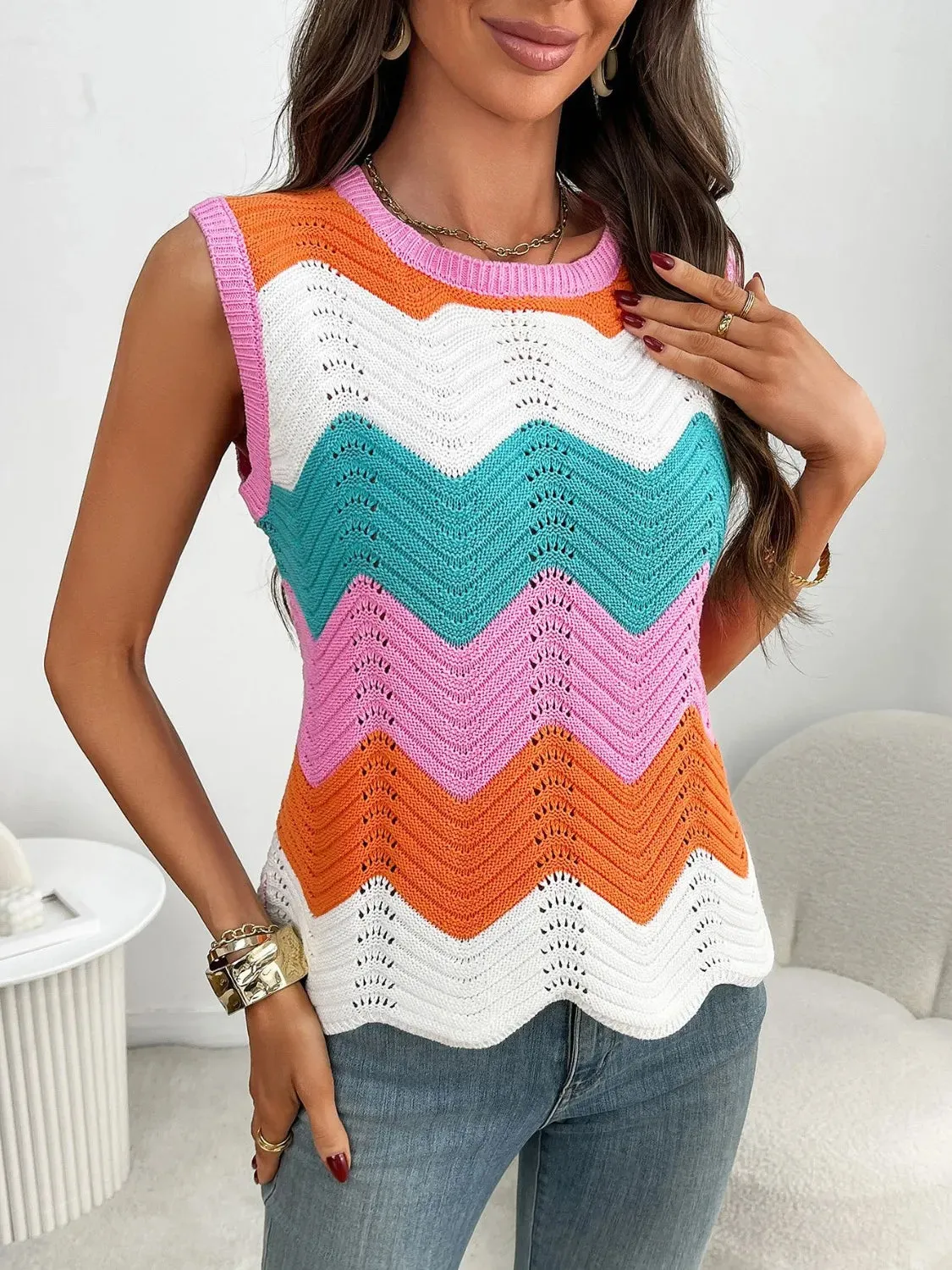 Color Block Round Neck Sweater Vest sold by Charming Charlie product image thumbnail 5