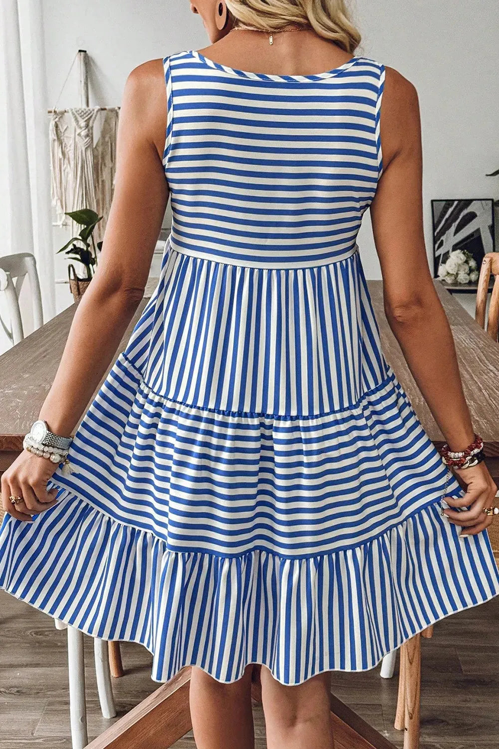 Striped Round Neck Sleeveless Mini Dress sold by Charming Charlie product image thumbnail 2