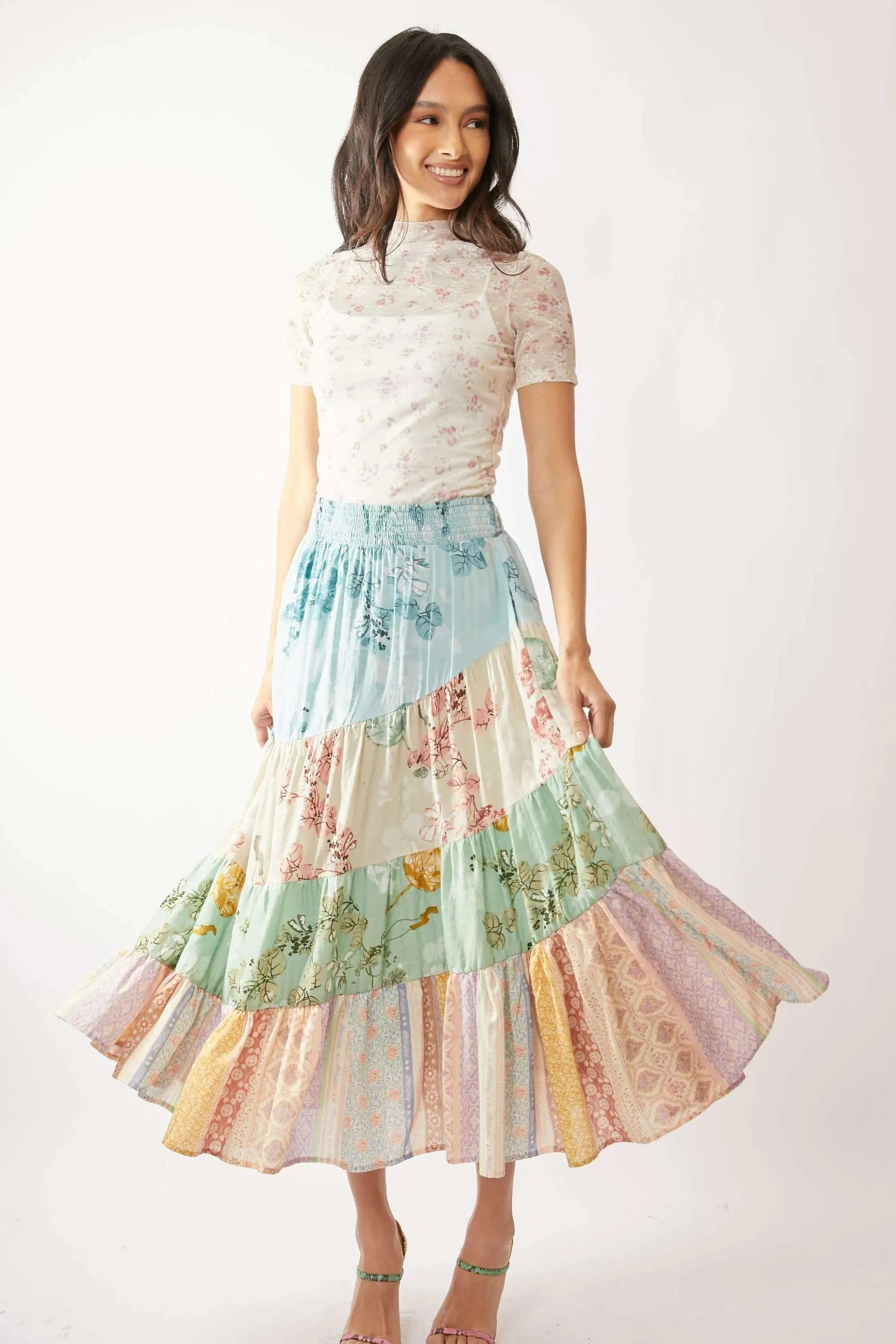 Davi & Dani Floral Mesh Mock Neck Short Sleeve Top sold by Charming Charlie product image thumbnail 5