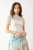 Davi & Dani Floral Mesh Mock Neck Short Sleeve Top sold by Charming Charlie