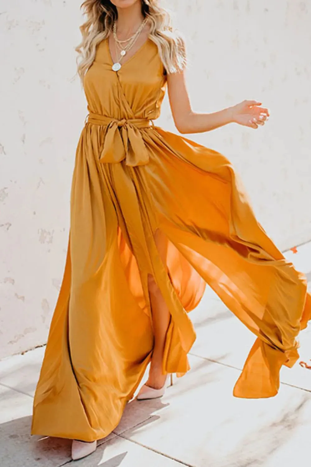 Surplice Tie Waist Maxi Dress sold by Charming Charlie product image thumbnail 4