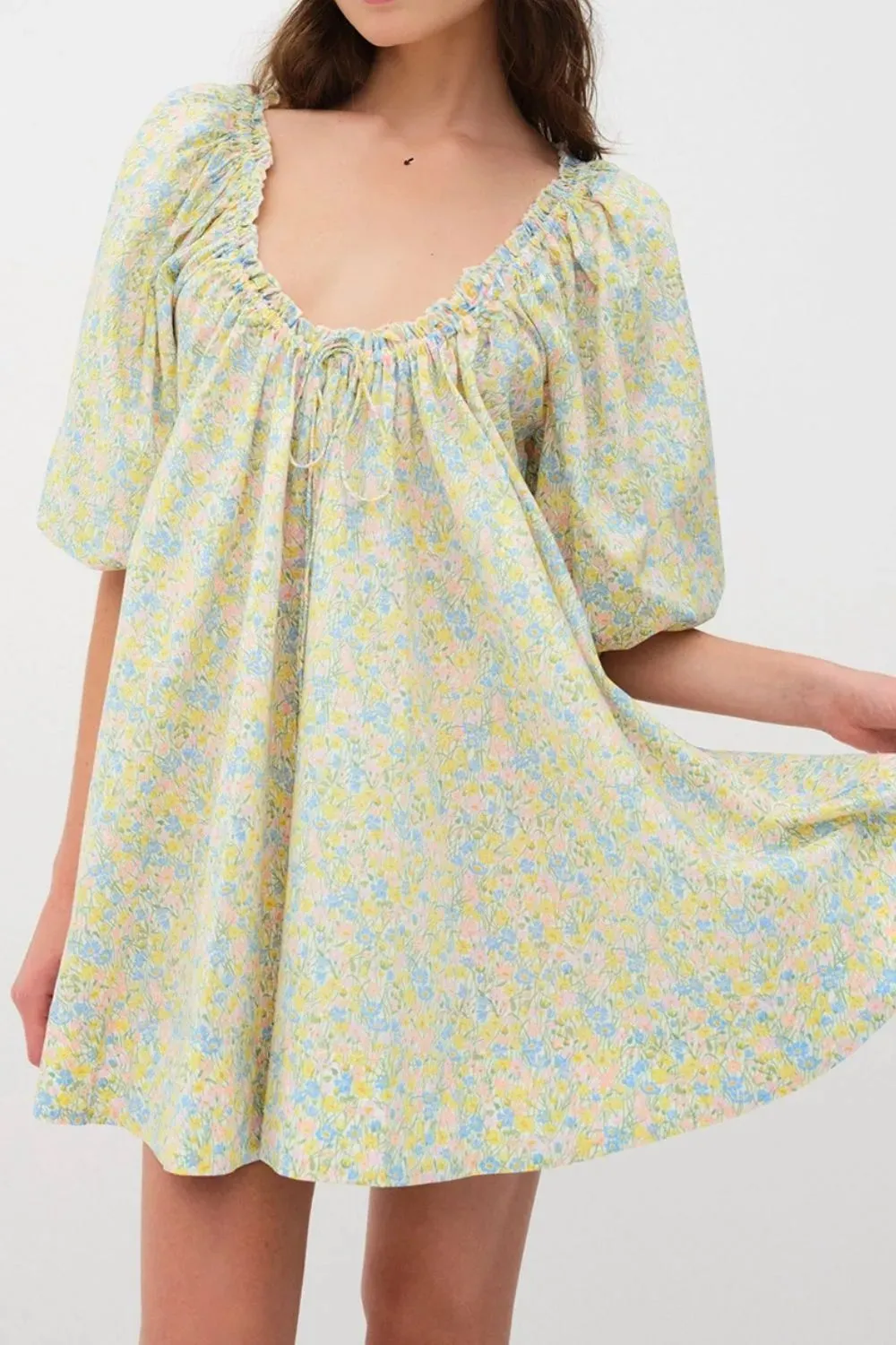 Floral Half Sleeve Frilled U Neck A-line Short Dress sold by Charming Charlie product image thumbnail 2