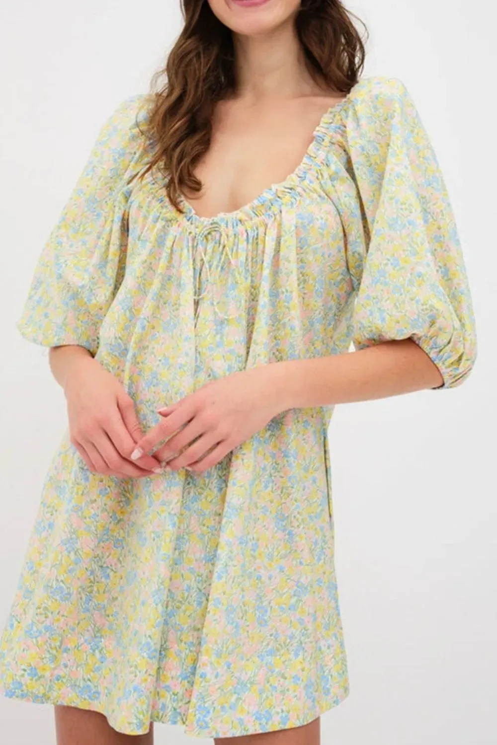 Floral Half Sleeve Frilled U Neck A-line Short Dress sold by Charming Charlie product image thumbnail 3