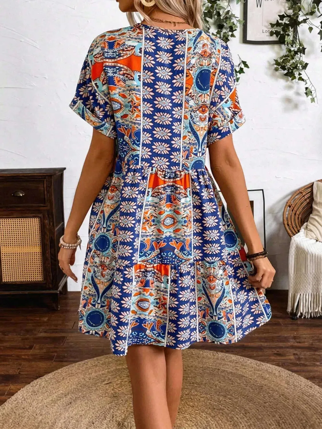 Printed V-Neck Short Sleeve Dress sold by Charming Charlie product image thumbnail 3