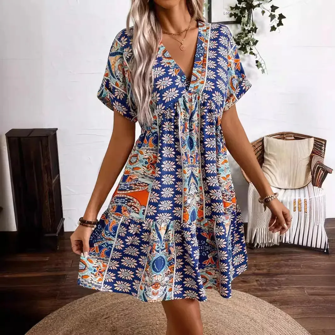 Printed V-Neck Short Sleeve Dress sold by Charming Charlie product image thumbnail 5