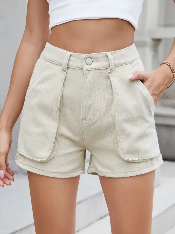 High Waist Utility Pocket Denim Shorts sold by Charming Charlie