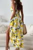Lemon Print Sweetheart Neck Maxi Dress sold by Charming Charlie