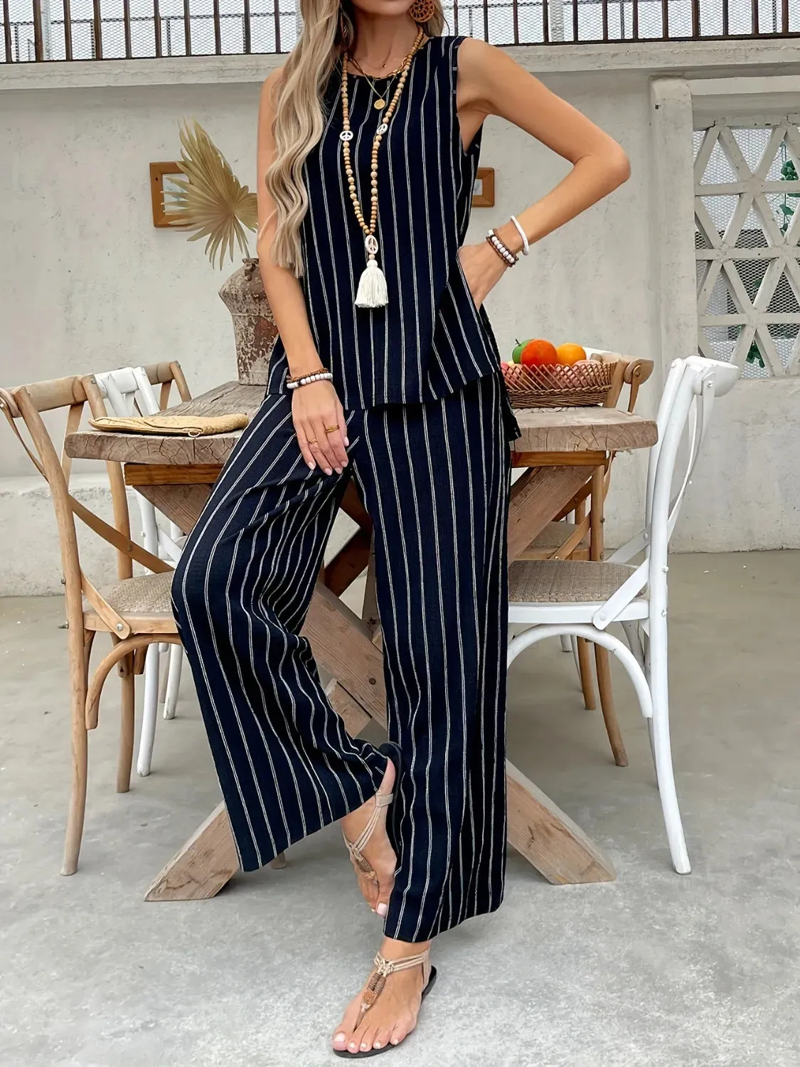 Striped Sleeveless Top and Pants Two-Piece Set sold by Charming Charlie product image thumbnail 5