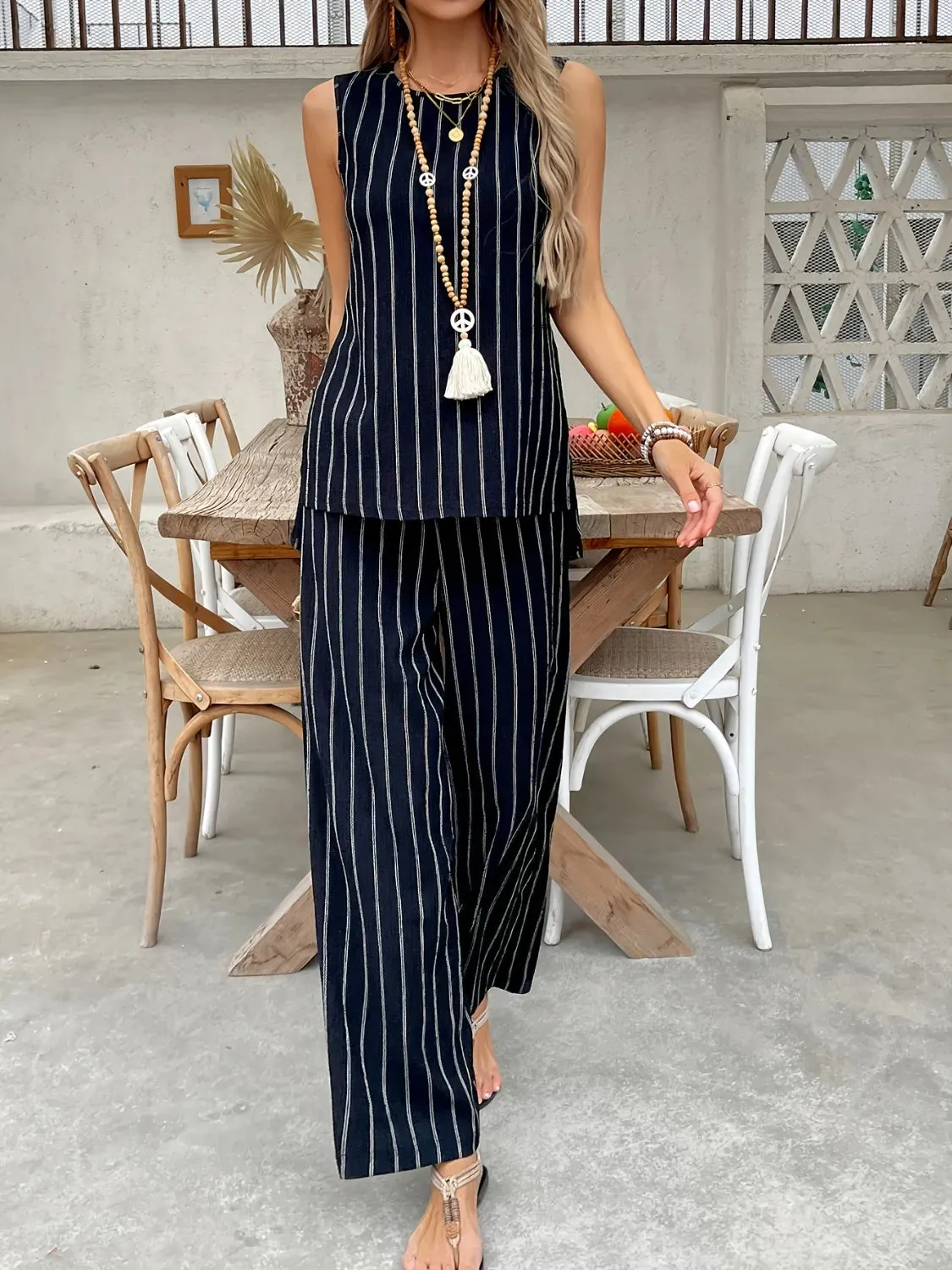 Striped Sleeveless Top and Pants Two-Piece Set sold by Charming Charlie product image thumbnail 3