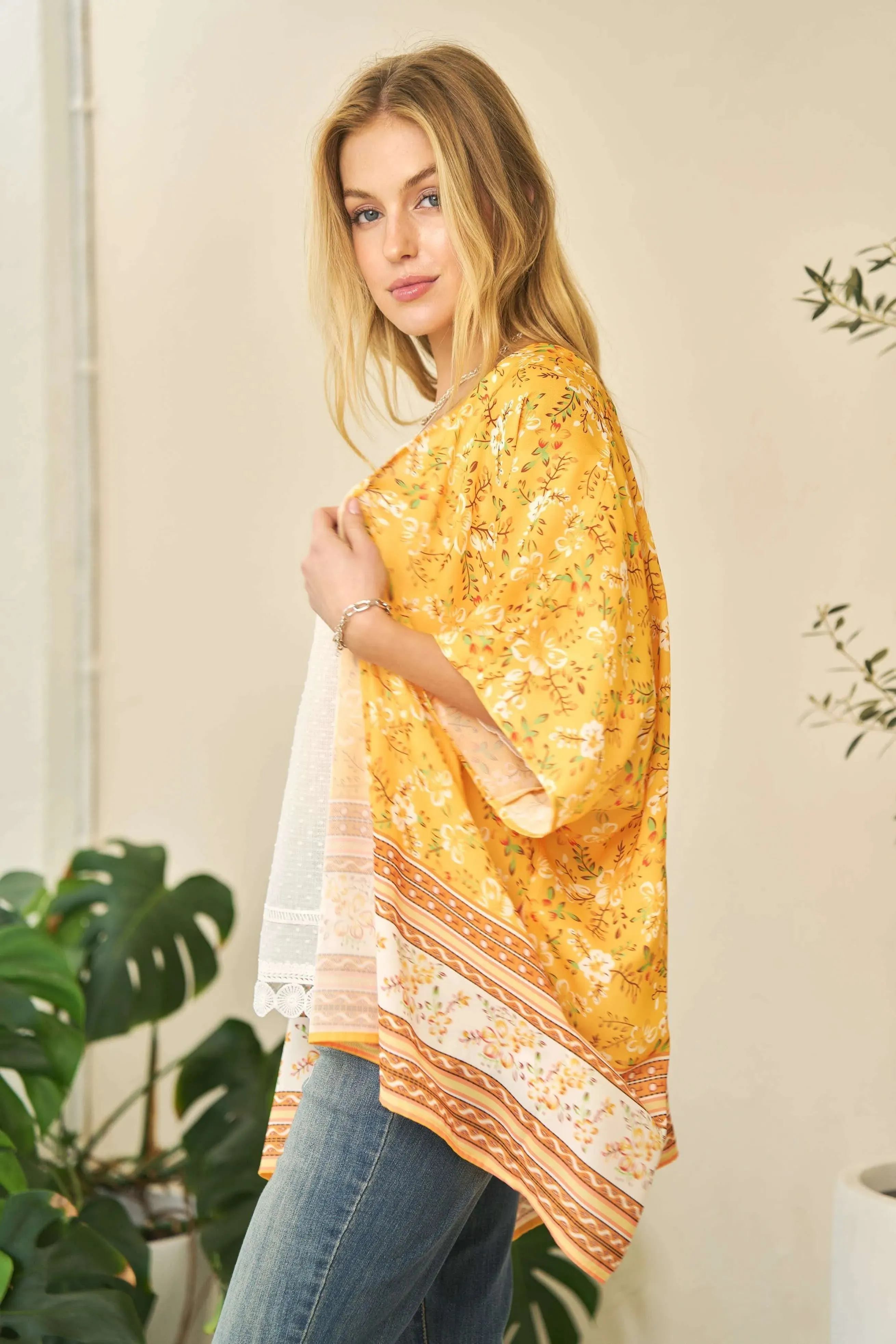 Davi & Dani Floral Printed Short Sleeve Loose Fit Kimono Cover Up sold by Charming Charlie product image thumbnail 5