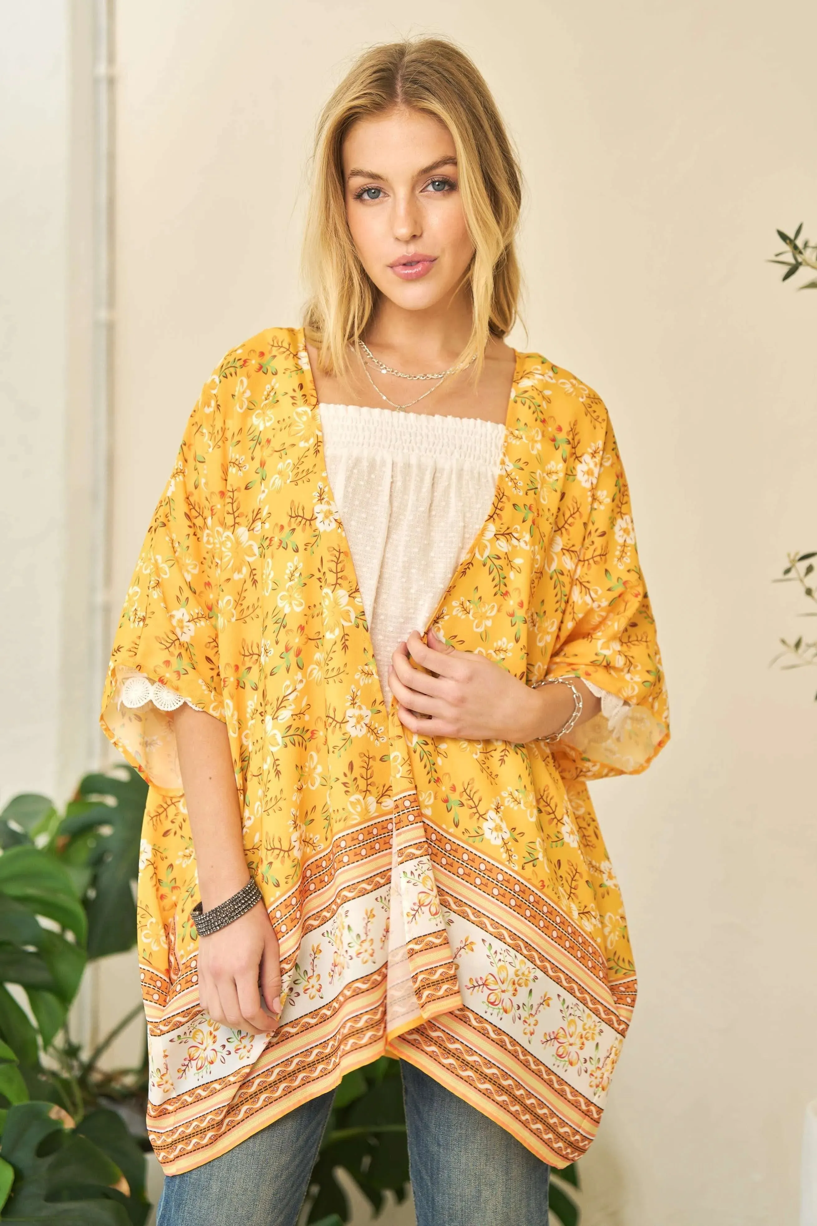 Davi & Dani Floral Printed Short Sleeve Loose Fit Kimono Cover Up sold by Charming Charlie product image thumbnail 2