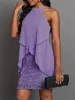 Halter Neck Layered Lace Mini Dress sold by Charming Charlie