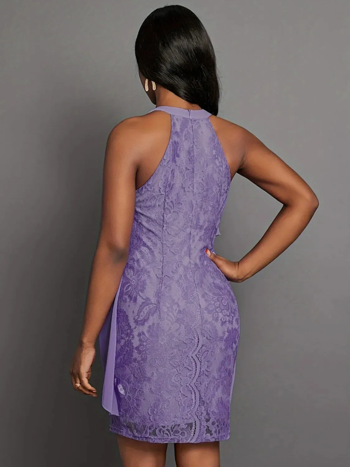 Halter Neck Layered Lace Mini Dress sold by Charming Charlie product image thumbnail 2