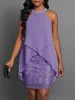 Halter Neck Layered Lace Mini Dress sold by Charming Charlie