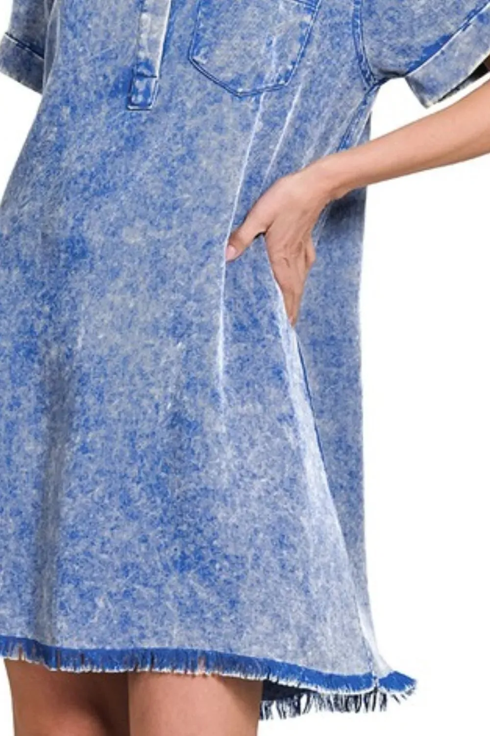 Zenana Tencel Mineral Washed Collared Shirts Dress sold by Charming Charlie product image thumbnail 3