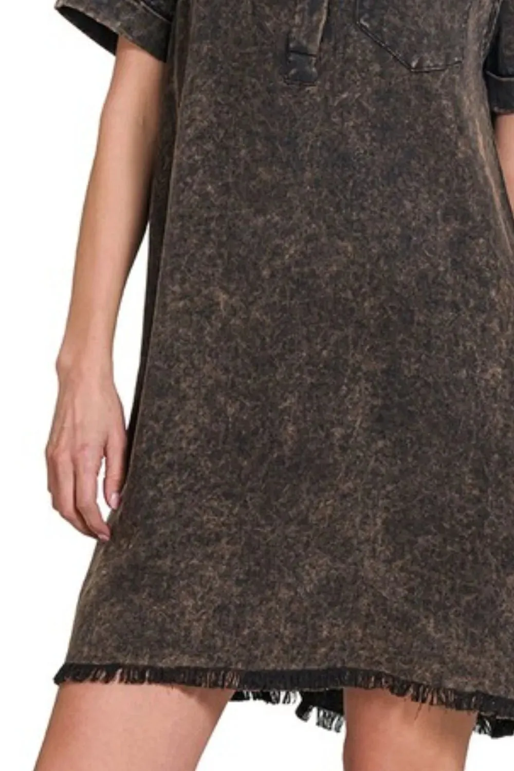 Zenana Tencel Mineral Washed Collared Shirts Dress sold by Charming Charlie product image thumbnail 3