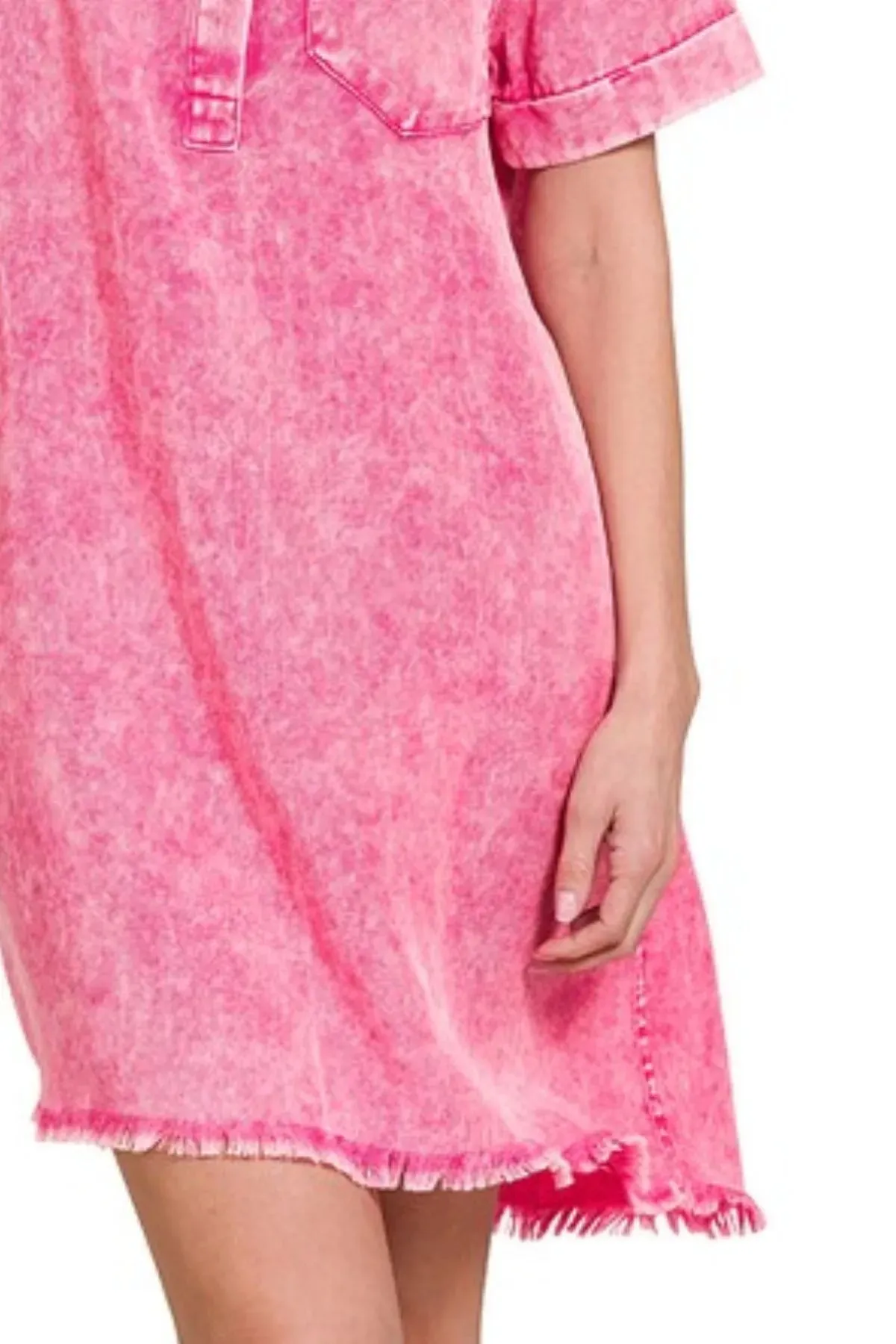 Zenana Tencel Mineral Washed Collared Shirts Dress sold by Charming Charlie product image thumbnail 3