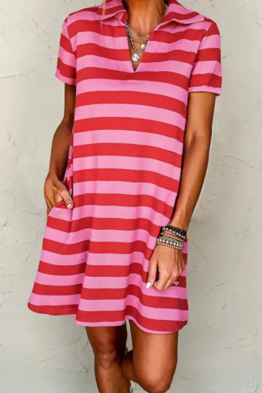 Casual Striped Polo Collar T-Shirt Dress sold by Charming Charlie