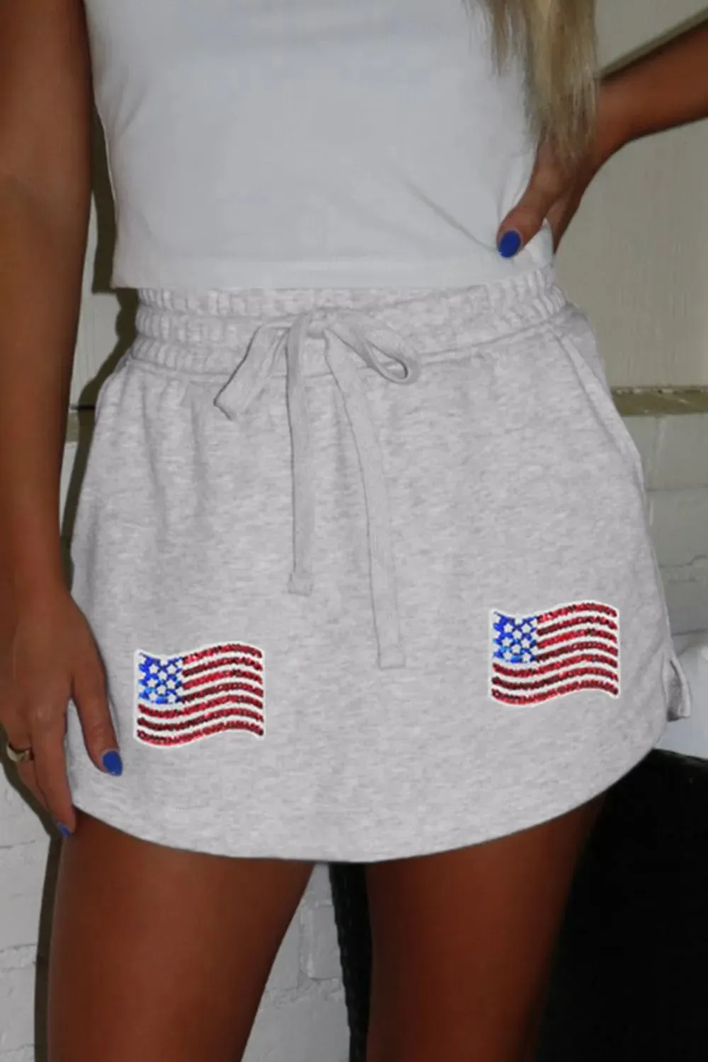 American Flag Embroidered Drawstring Casual Skirt sold by Charming Charlie product image thumbnail 3