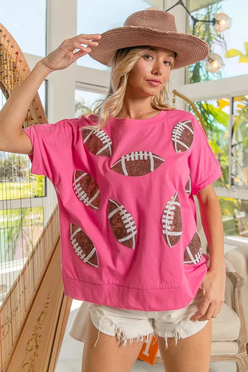 BiBi Game Day Sequins Patched Half Sleeves Top sold by Charming Charlie product image thumbnail 3