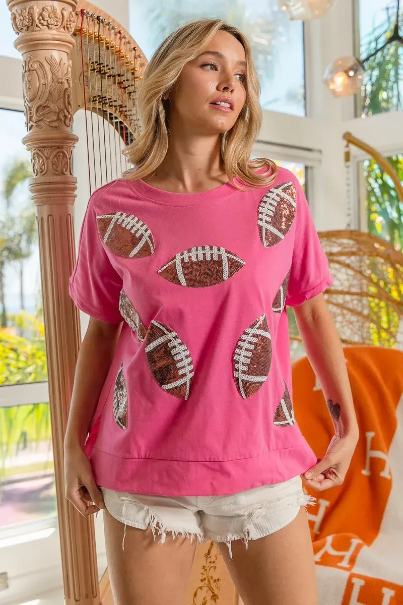 BiBi Game Day Sequins Patched Half Sleeves Top sold by Charming Charlie product image thumbnail 2