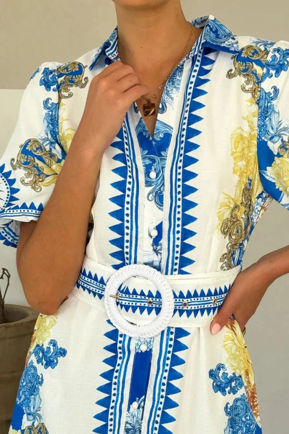 Printed Collared Neck Half Sleeve Dress sold by Charming Charlie product image thumbnail 4