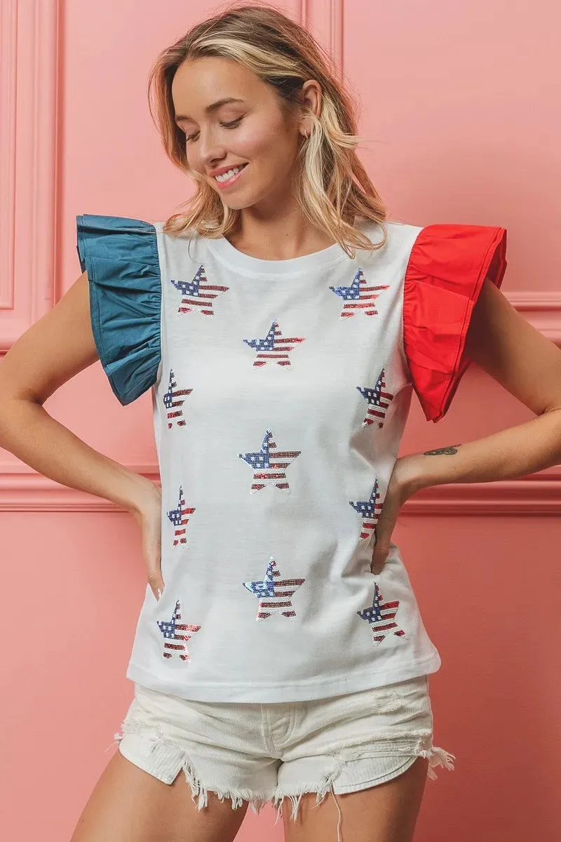 BiBi American Flag Sequin Stars Top sold by Charming Charlie product image thumbnail 4