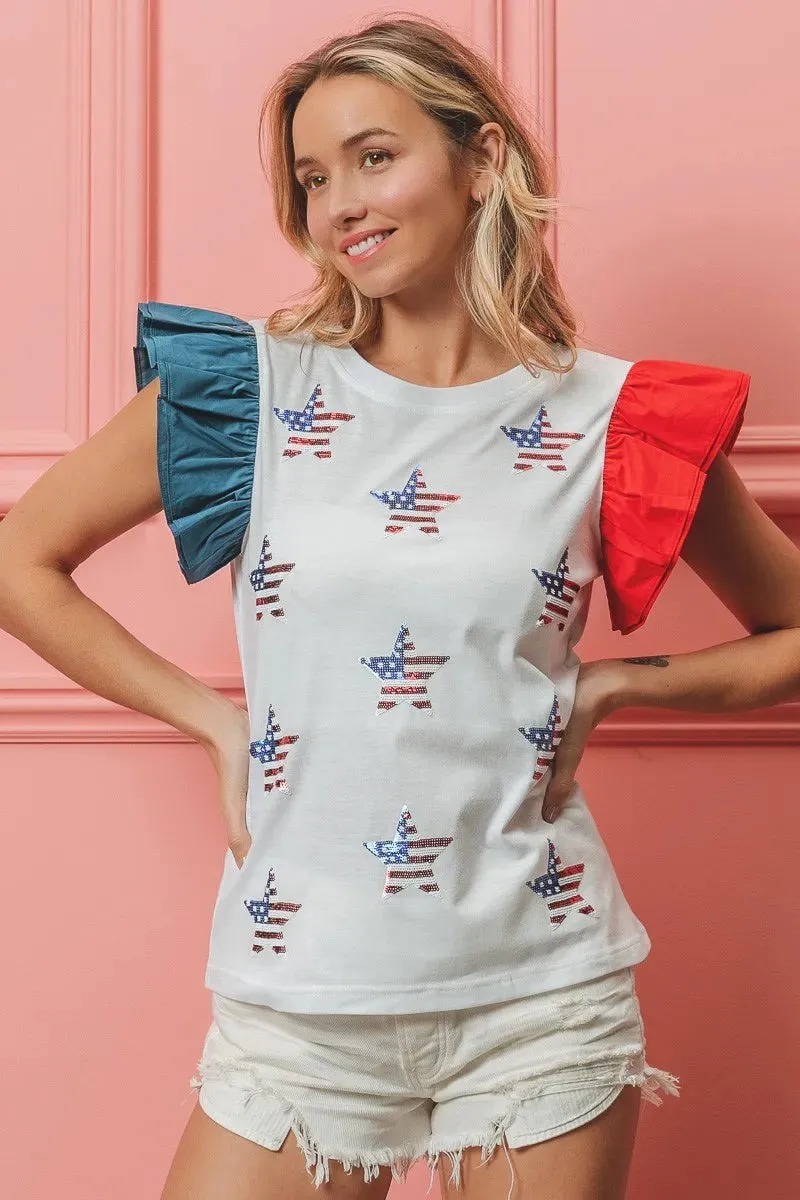 BiBi American Flag Sequin Stars Top sold by Charming Charlie product image thumbnail 3