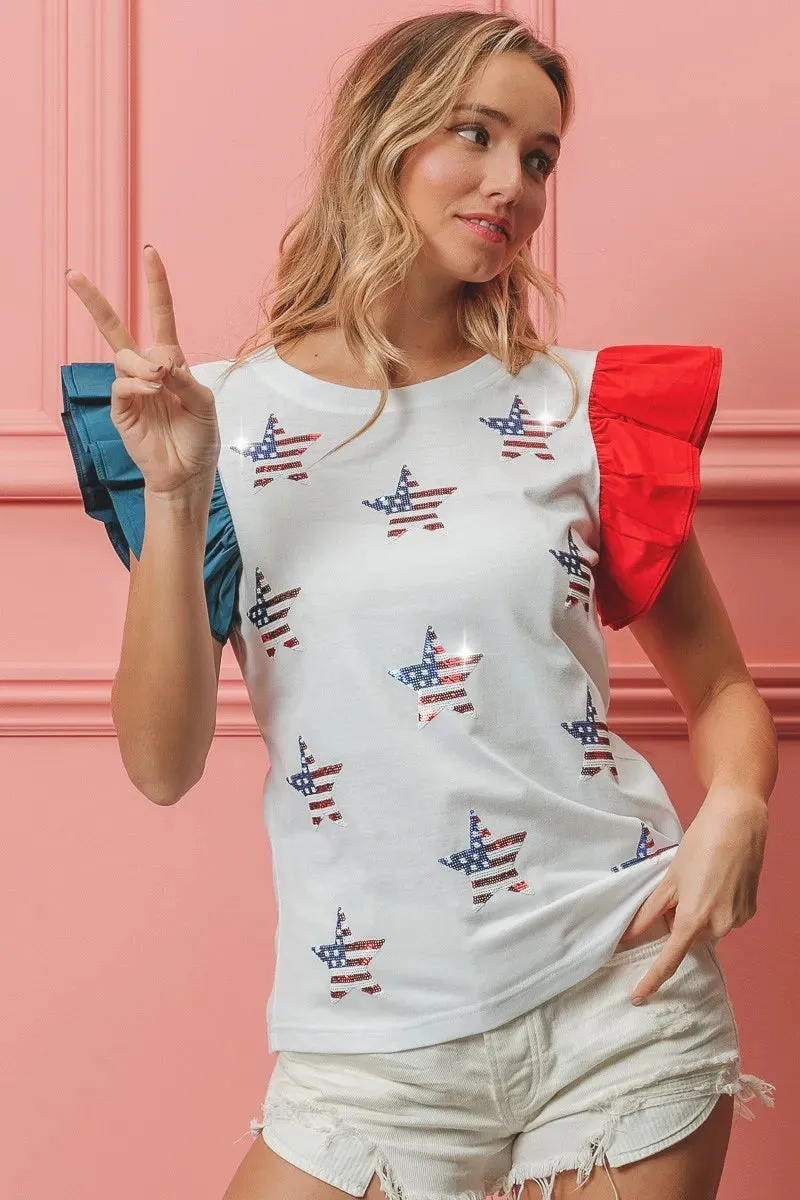 BiBi American Flag Sequin Stars Top sold by Charming Charlie product image thumbnail 5