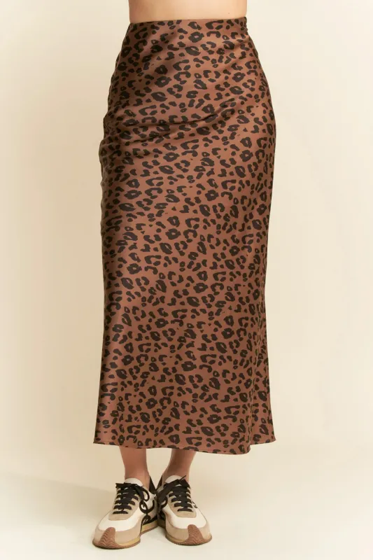 Davi & Dani Leopard Animal Print Long Length Skirt sold by Charming Charlie