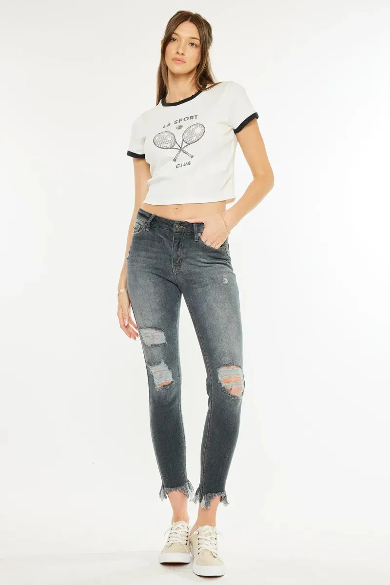 Kancan High Rise Distressed Ankle Skinny Jeans sold by Charming Charlie