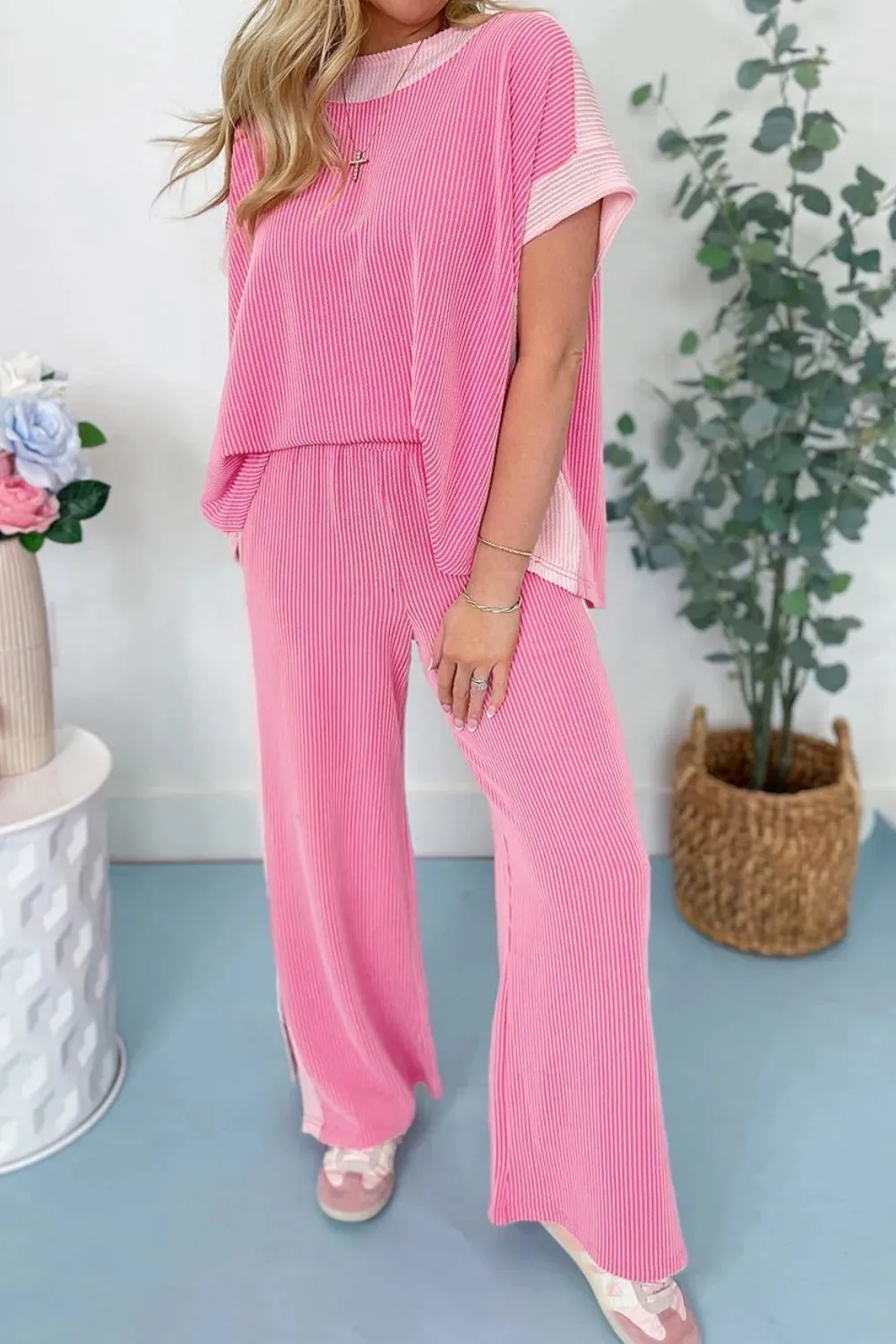 2-tone Colorblock Patchwork Corded 2pcs Outfit sold by Charming Charlie